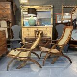 Pair Edwardian Steamer Deck Chairs