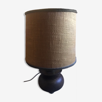 Large lamp with woven rope lampshade made in Italy