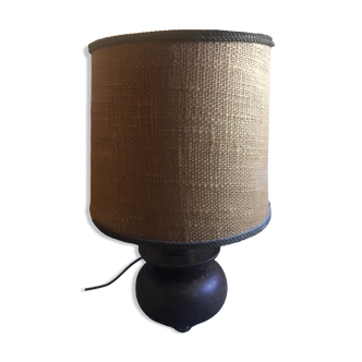 Large lamp with woven rope lampshade made in Italy