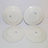 Set of 4 flat plates from the Luneville earthenware factory, Printemps model, iron earth