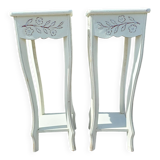 Pair of cream-washed wood stands