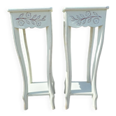 Pair of cream-washed wood stands