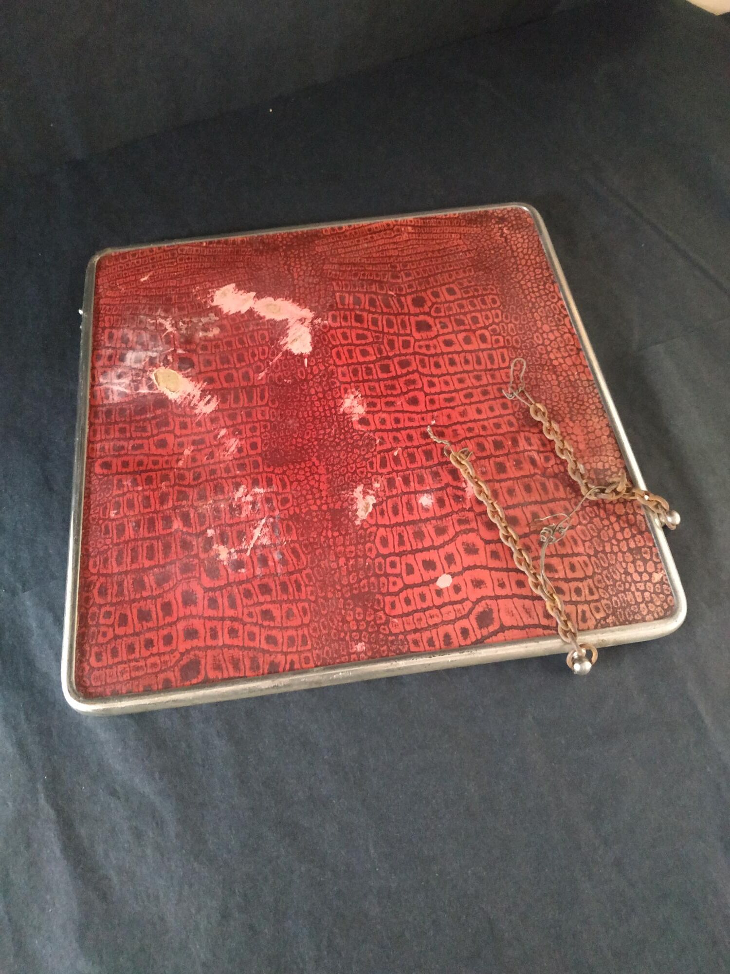 Antique beveled mirror atypical barber 1930 26x26cm