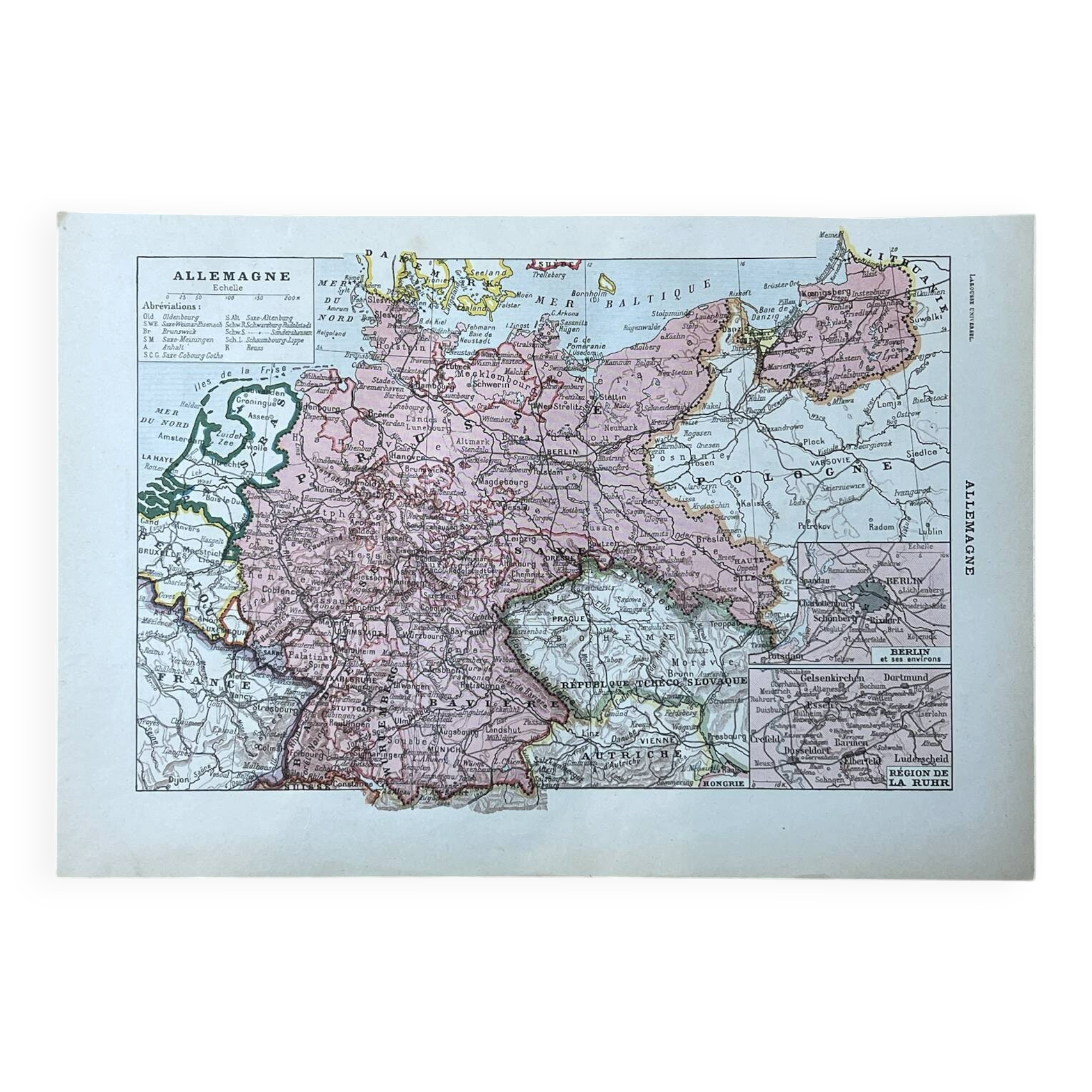 Carte ancienne de l'Allemagne - 20x29cm