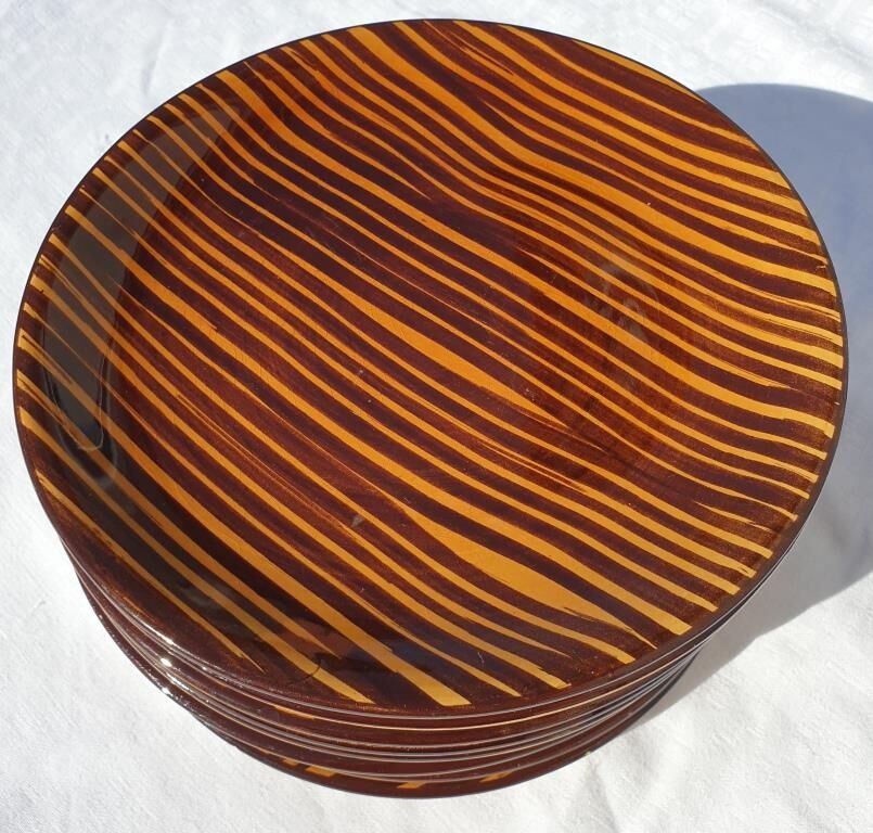 Set 10 plates African Art Deco 1930 Domino Sarreguemines