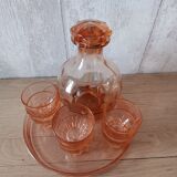 Complete liqueur service in rosaline