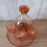 Complete liqueur service in rosaline