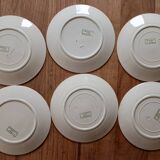 6 flat plates made of ironstone Sarreguemines 'Geranium'