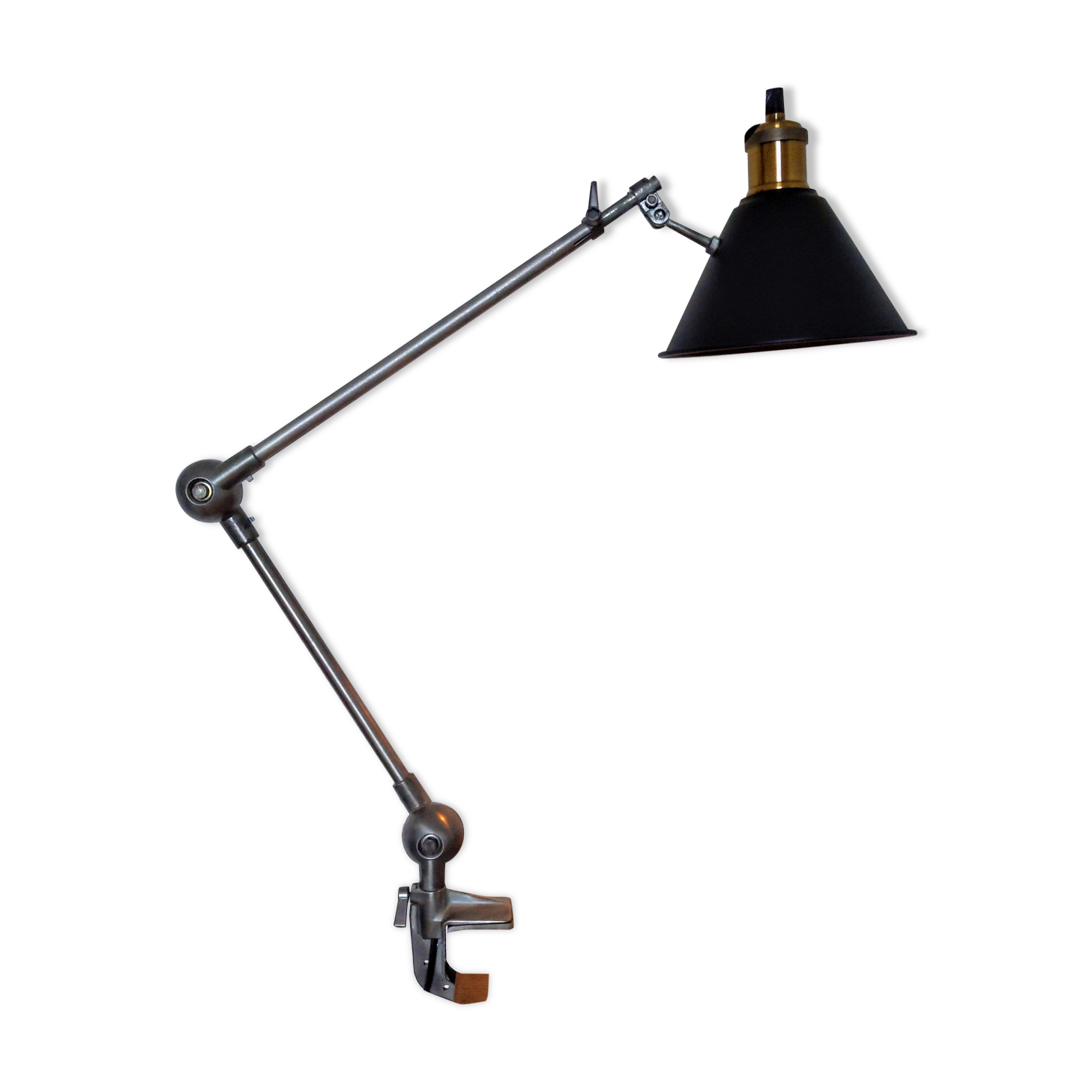 Articulated desk lamp clamp