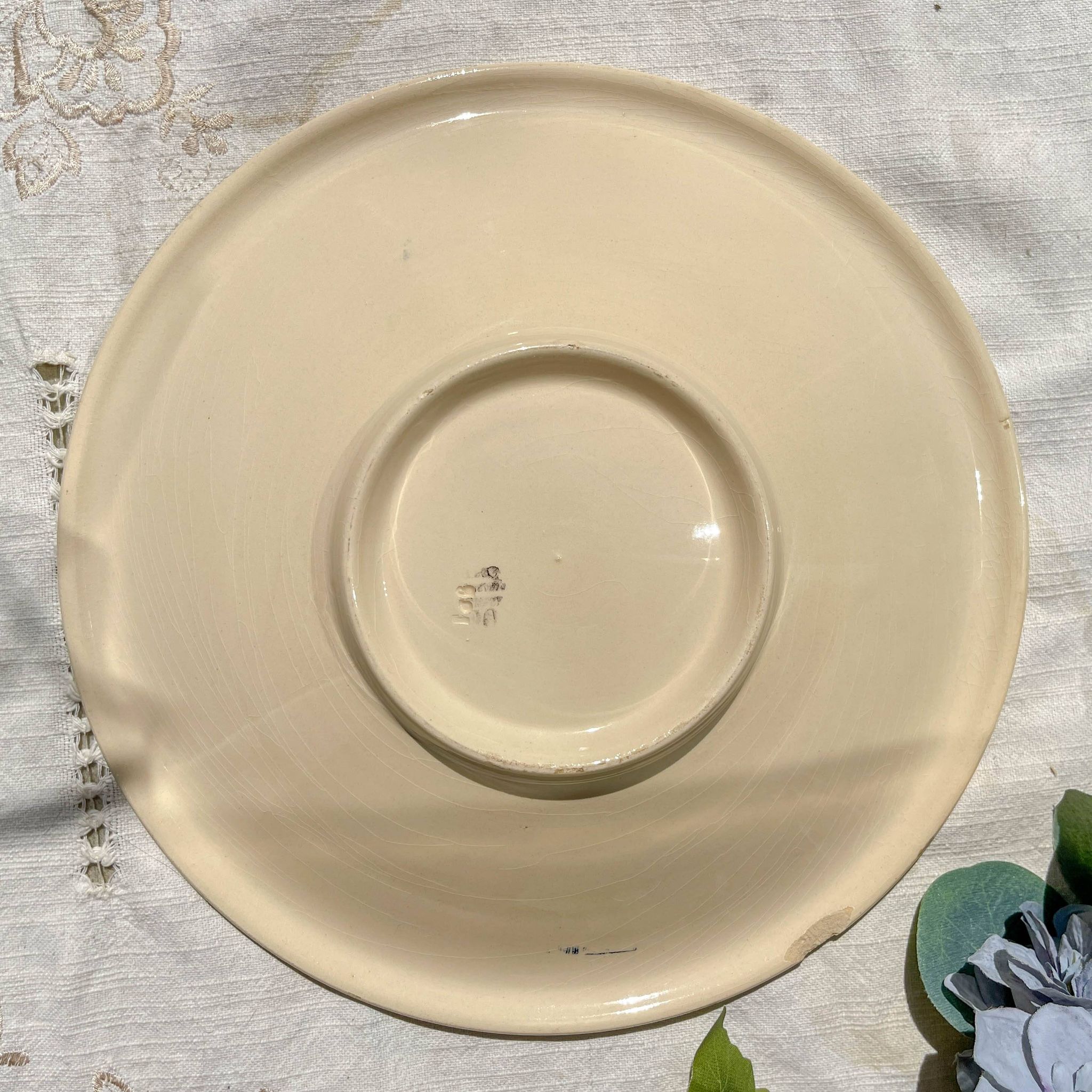 Vintage K&G Luneville "Flore" porcelain deep dish, 1950s, small blue flowers