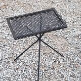 Side table in black perforated metal rigitulle from the 50s