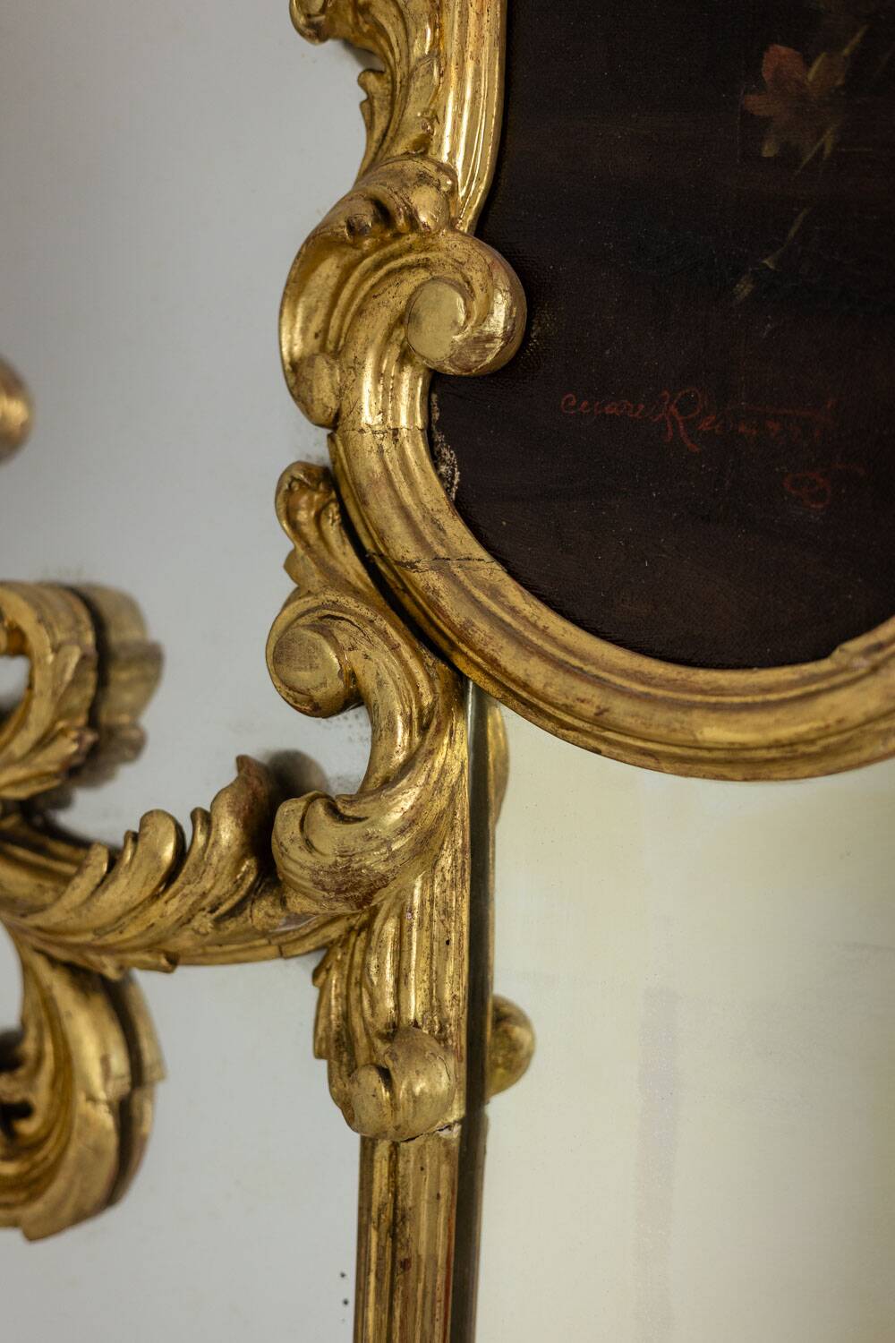 Large trumeau, or glazing bead mirror, Louis XV style. 1950s.