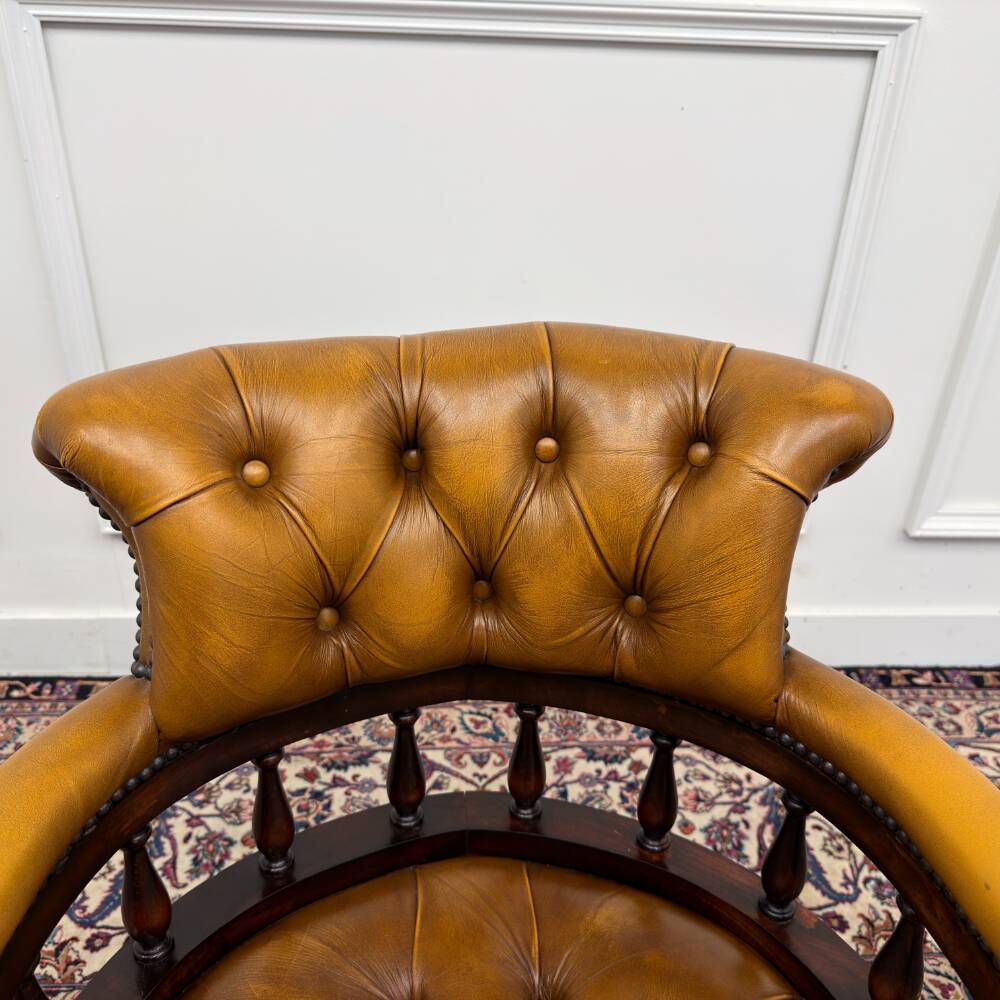 Classic English Brown Chesterfield Desk Chair