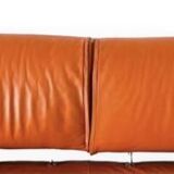 Orange leather 2 seater sofa