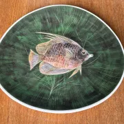Fish service in glazed earthenware painted by hand signed Le Mao - 1960
