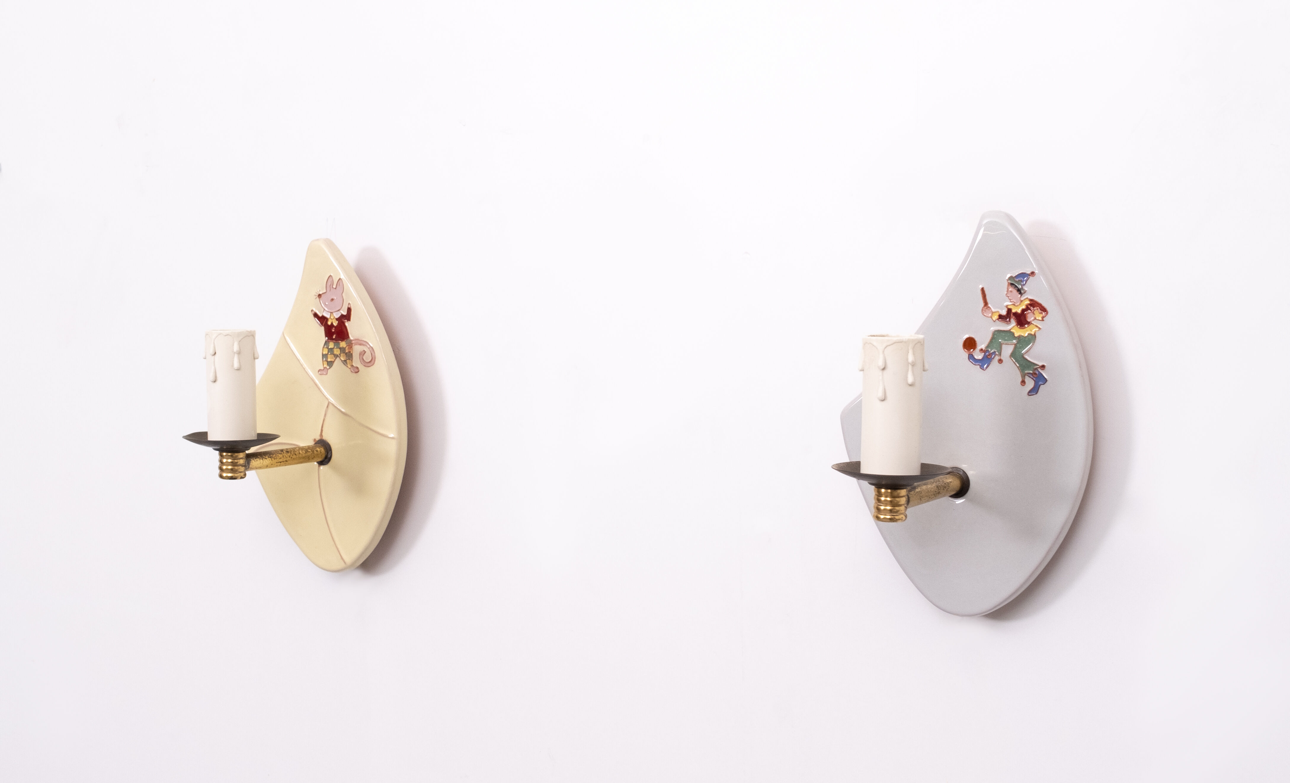 Ceramic children wall lamps, 1950s