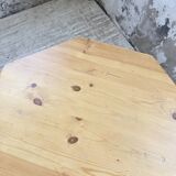 Hexagonal console table guéridon Regain pine 1970