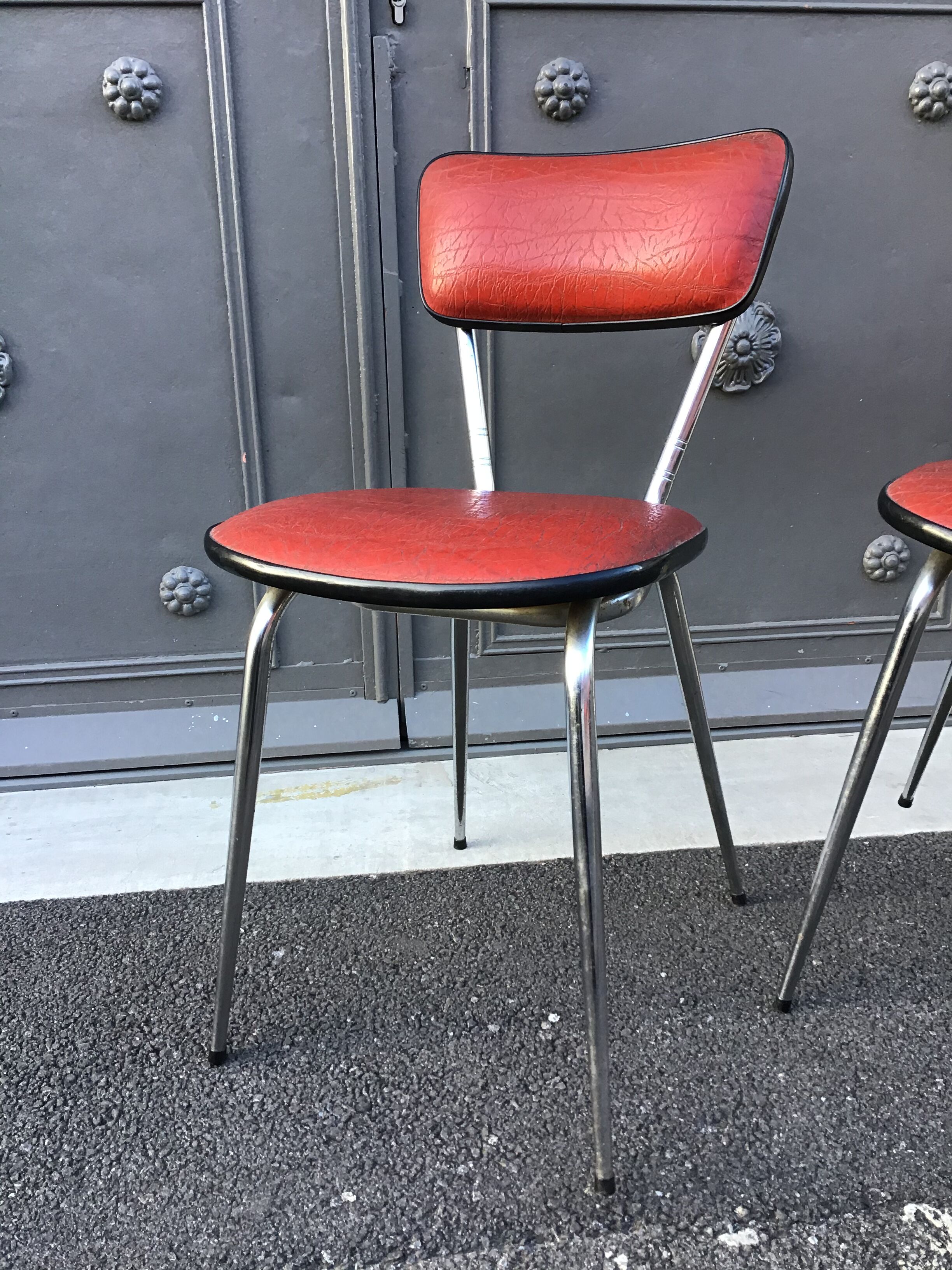 pair of chairs simili Skaï mid century vintage 1960
