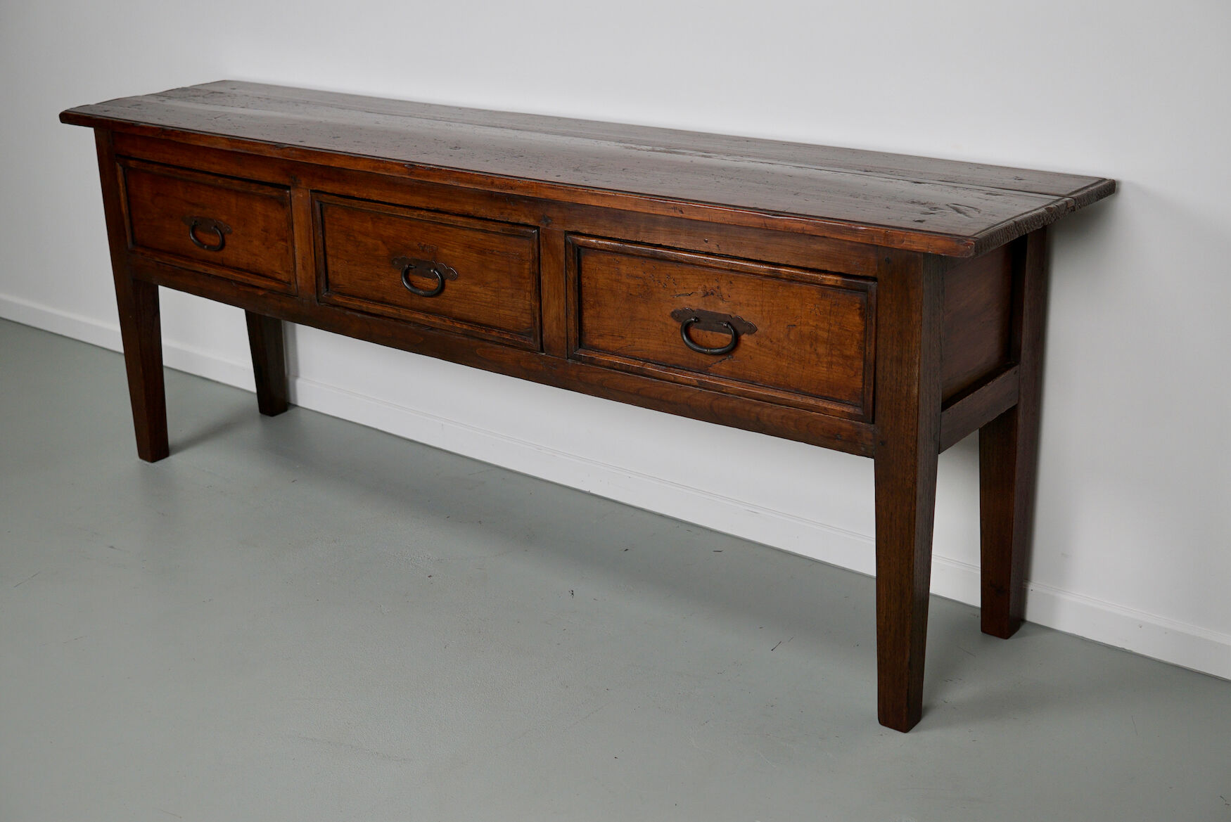 Antique french rustic farmhouse fruitwood & oak side table