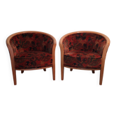Paire de fauteuils gondole Neo-Art Déco en bois massif vintage 1980