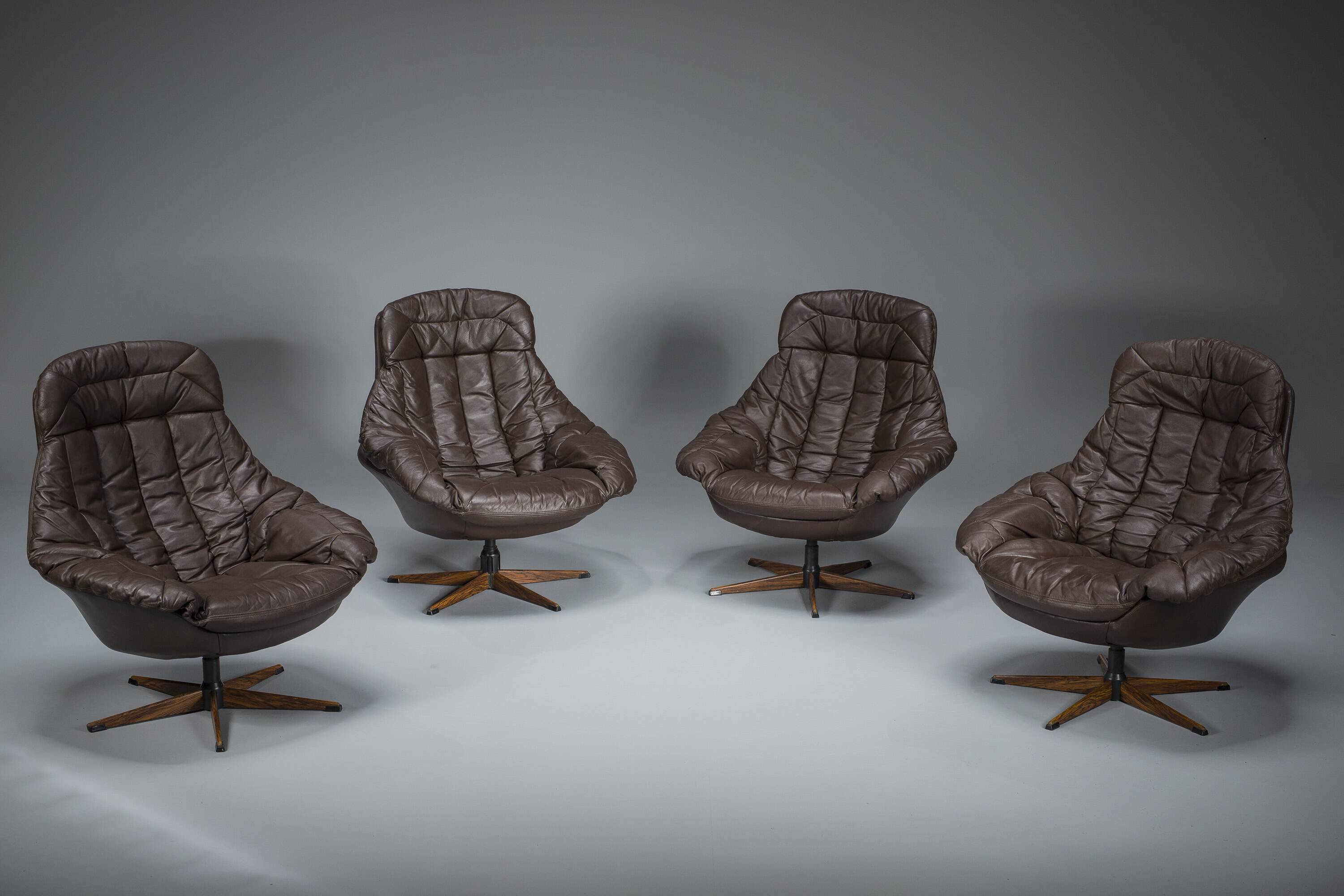 Scandinavian Swivel Armchairs by HW Klein for Bramin, 1960s, Set of 4
