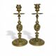 Paire de flambeaux bronze ciselé de feuillages XIXème