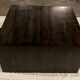 Table basse et 2 tabourets en bois foncé
