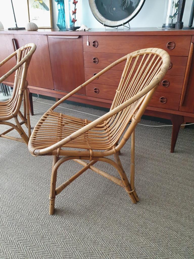 Pair of Audoux & Minnet wicker armchairs