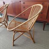 Pair of Audoux & Minnet wicker armchairs