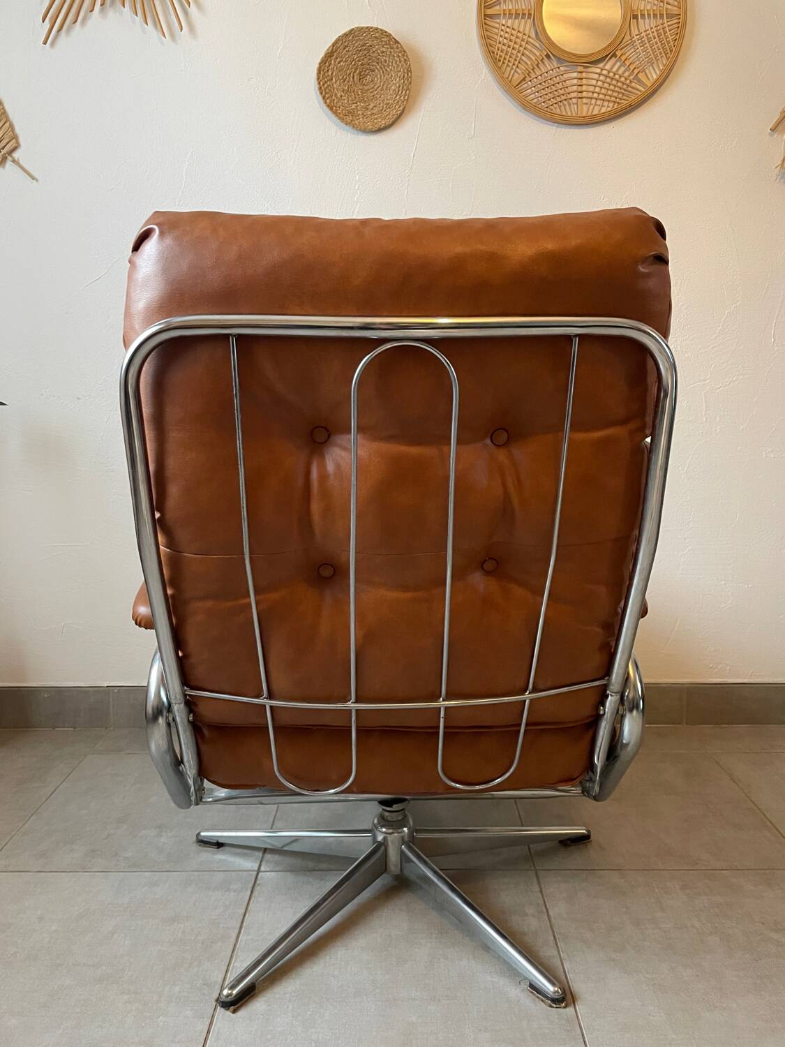 Vintage reclining lounge chair and footrest