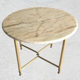 Round marble and gold metal coffee table 1960-70