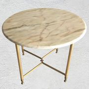 Table basse ronde marbre et métal doré 1960-70