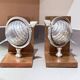 Pair of 20th Century Atlas Globe Bookends Metal & Wood Decorative Book Holders