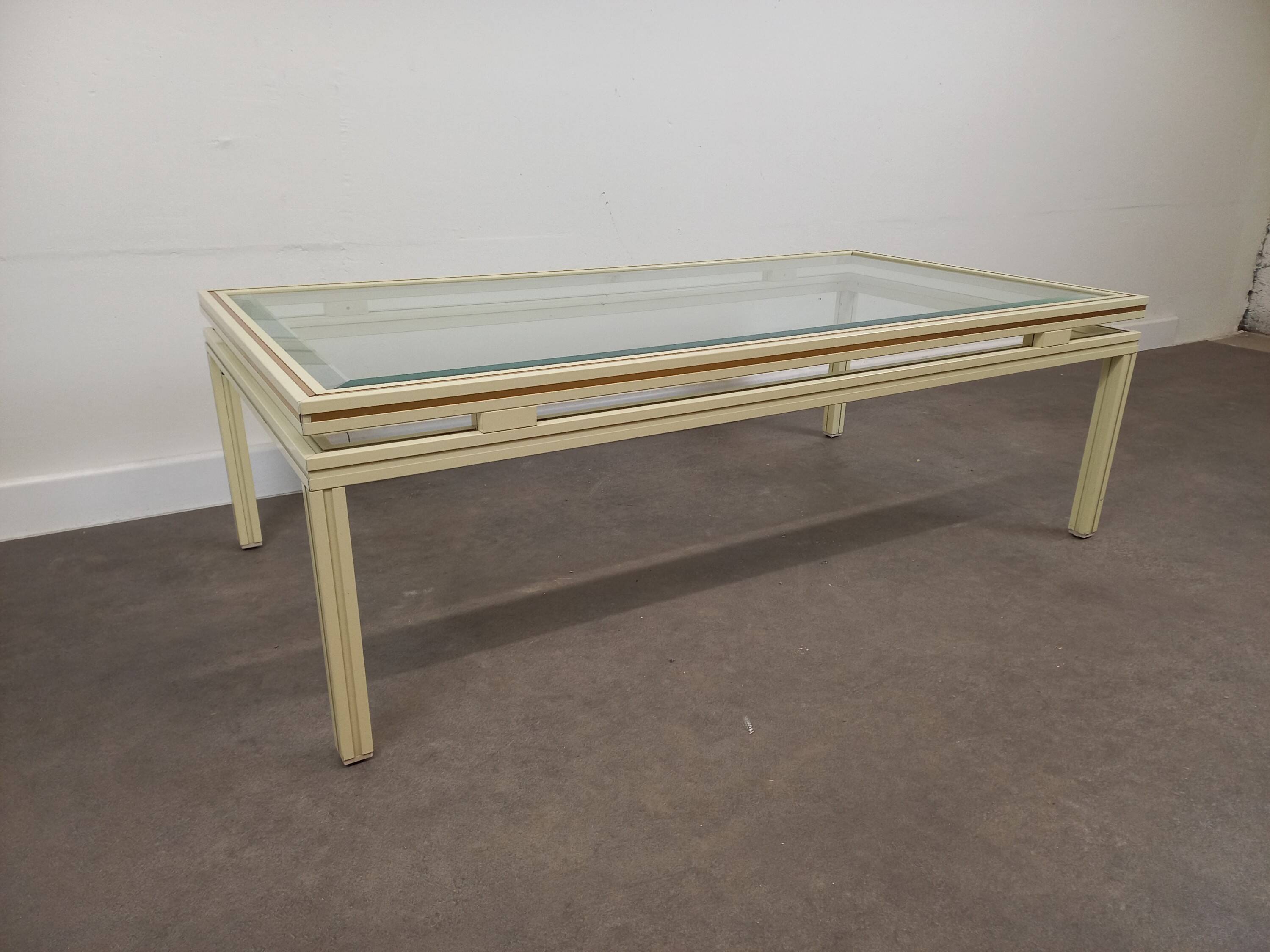 Glass and metal coffee table Pierre Vandel