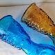 Duo of blue and amber Italian vases