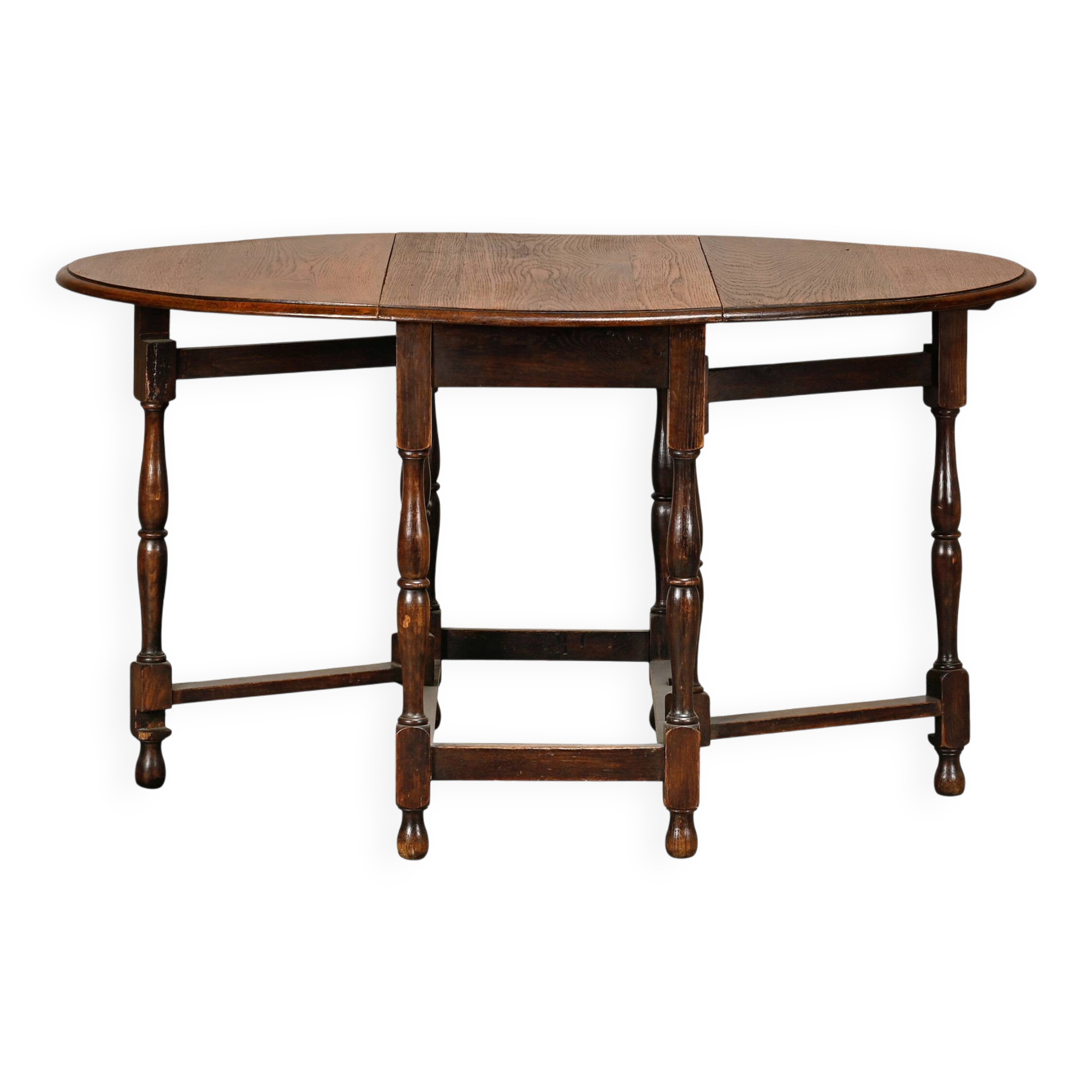 Antique English oval Gateleg Table in solid Oak, Late 19th Century