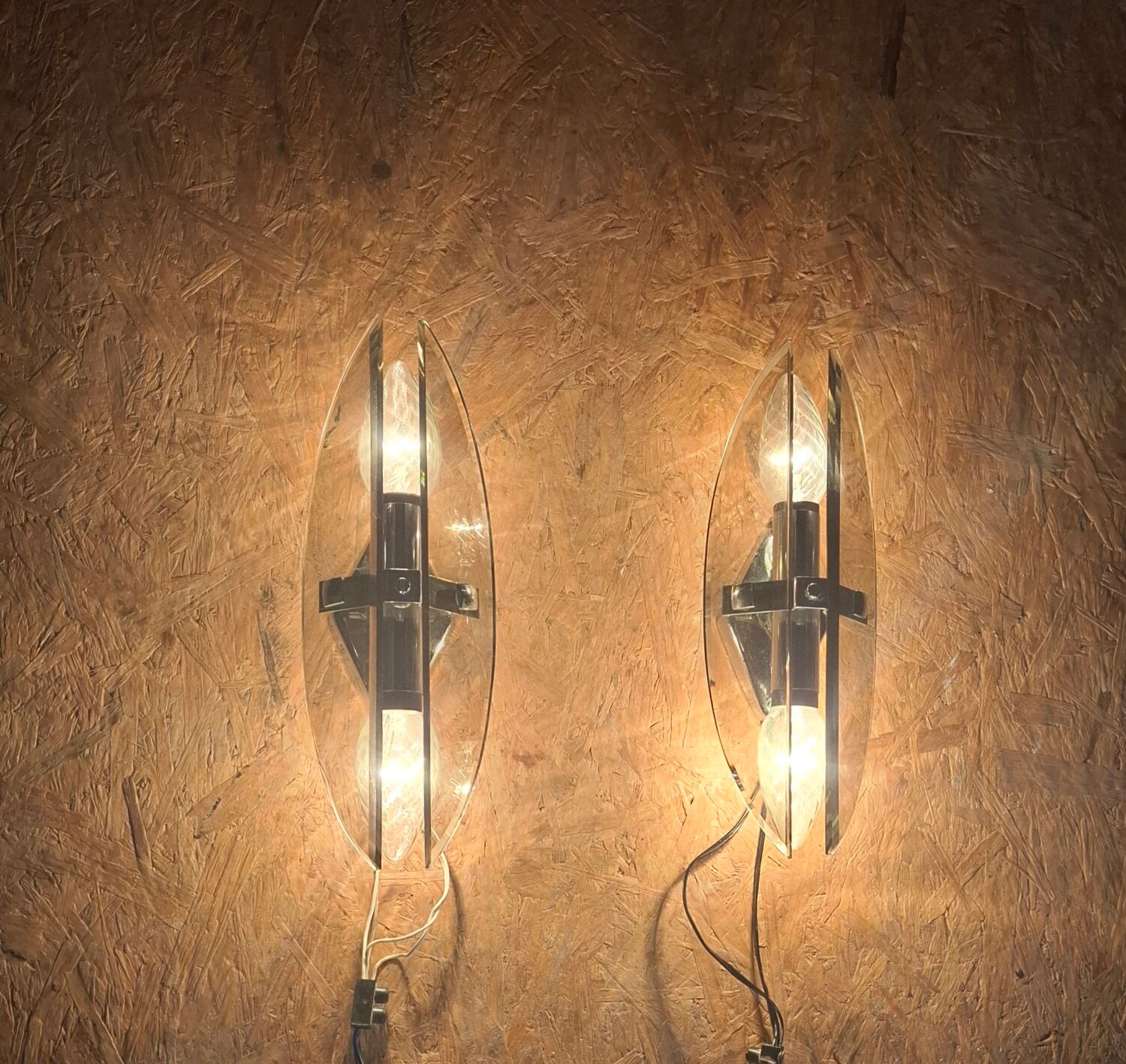 Smoked glass wall lights