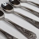 Set of six "Burgsil" stainless steel teaspoons with rabbit decoration