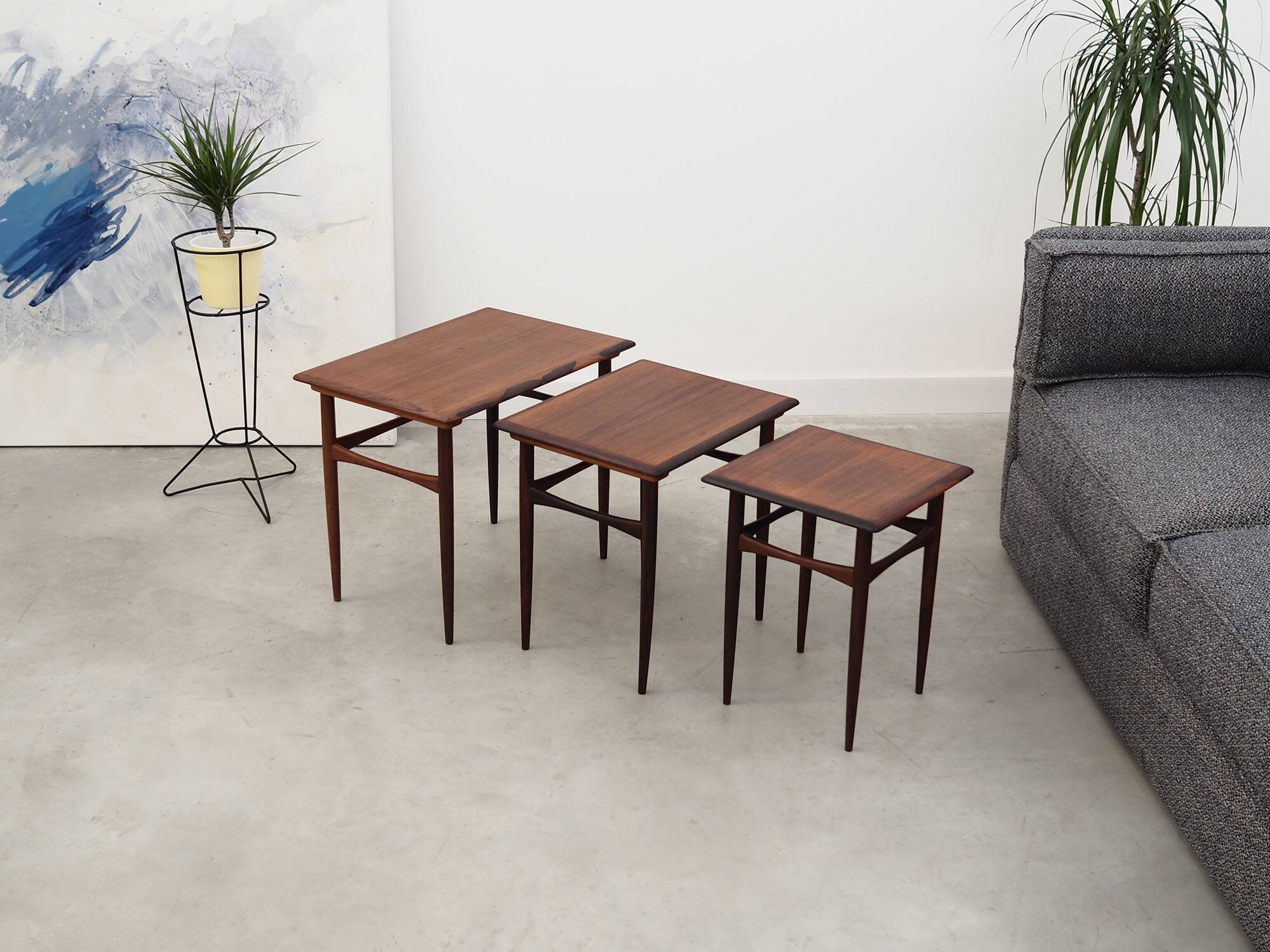Set of three rosewood tables, Danish design, 1960s, production: Denmark