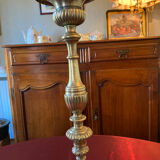 Lampe candelabre ancien en bronze dore grave