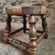 Vintage beechwood stool with straw seat – France, 1950s