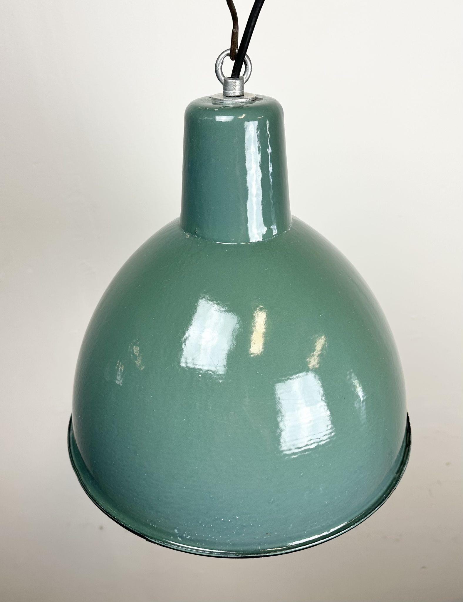 Industrial Green  Enamel Factory Lamp, 1960s