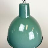 Lampe industrielle d’usine en émail vert années 1960