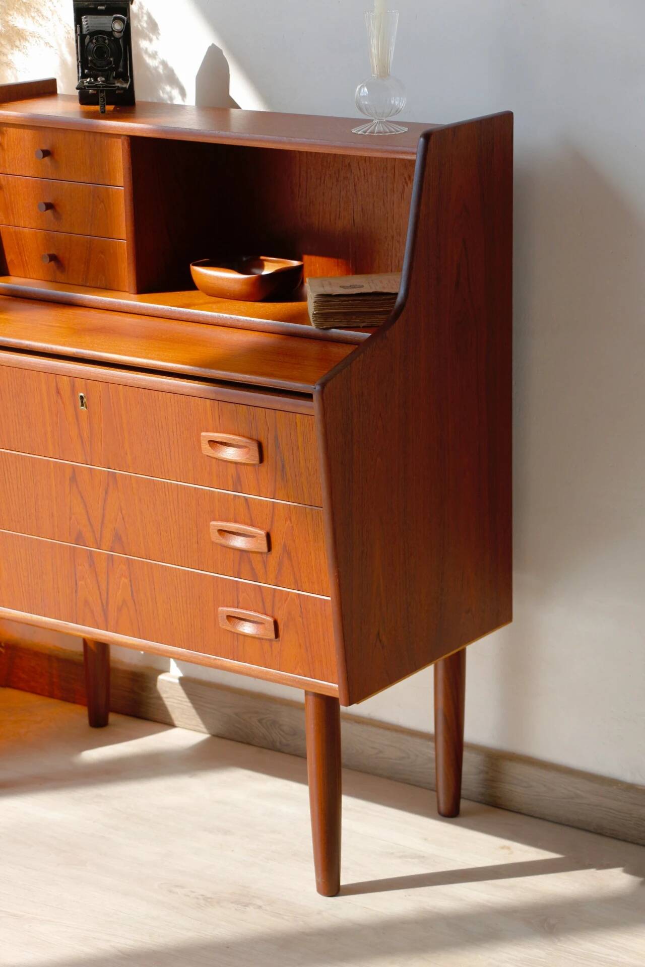 Danish vintage teak secretary | Restored Scandinavian desk