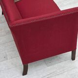 1970s, Danish 2-seater sofa, original red furniture wool, ash wood.