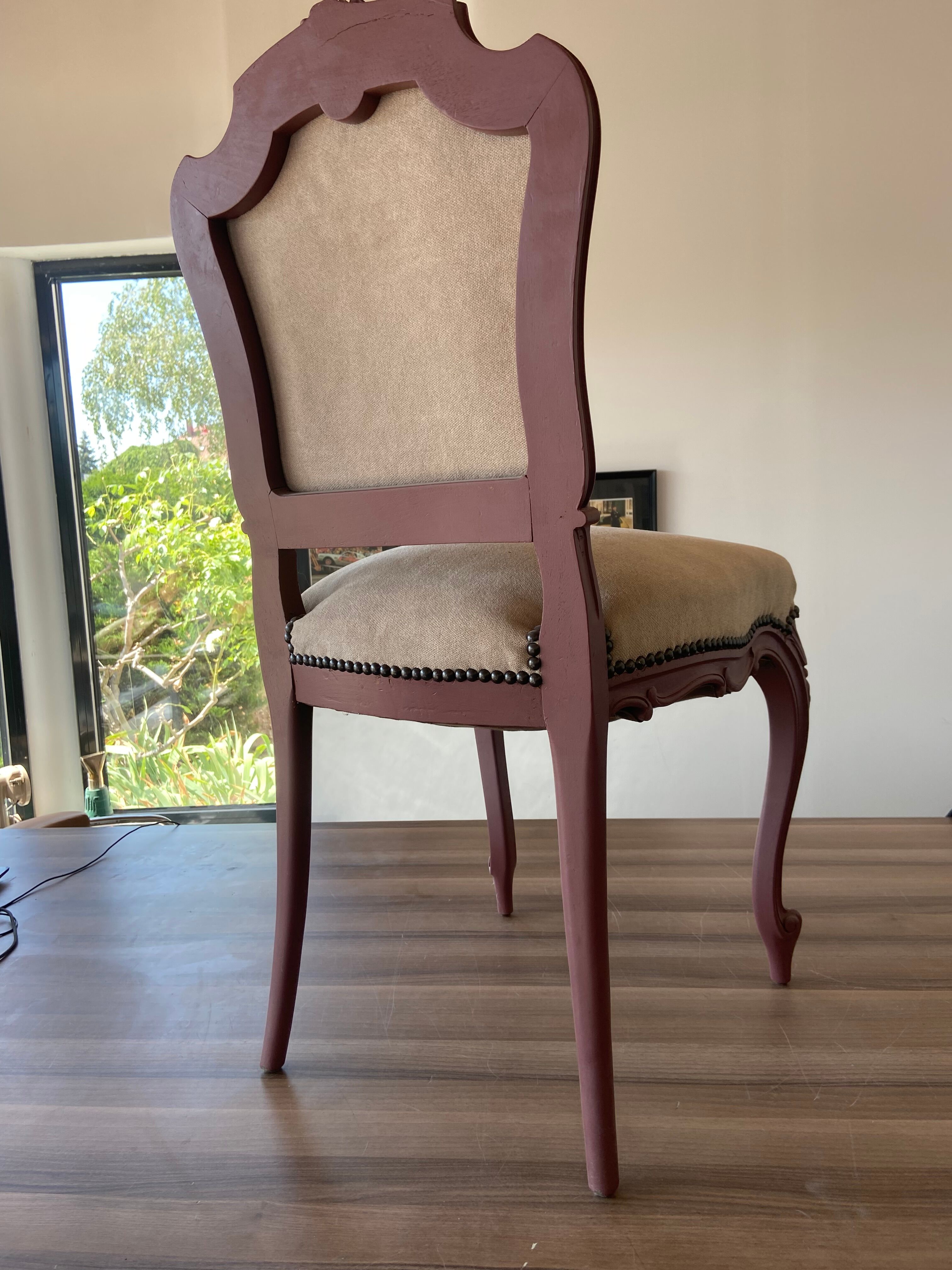 Pink and beige medallion chair