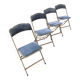 Lot de 4 chaises  pliantes - dossier et assise vert d'eau - structure métal doré -Chaisor