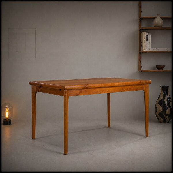 Table à manger extensible danoise en teck par Henning Kjærnulf pour Vejle Møbelfabrik, années 1960