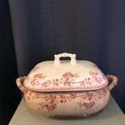 Tureen in faience choisy the king nineteenth floral decoration of roses