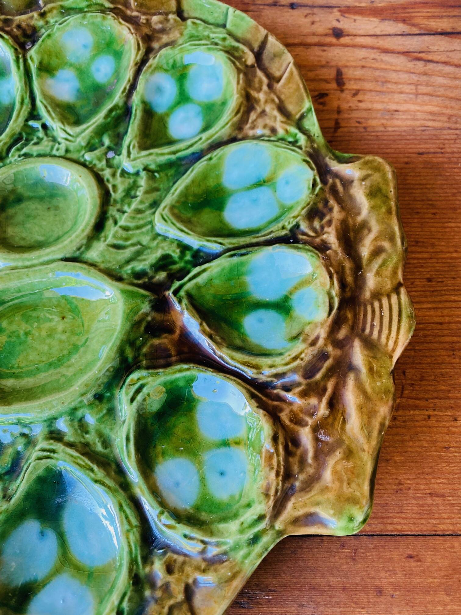 Ceramic oyster dishes signed Vallauris